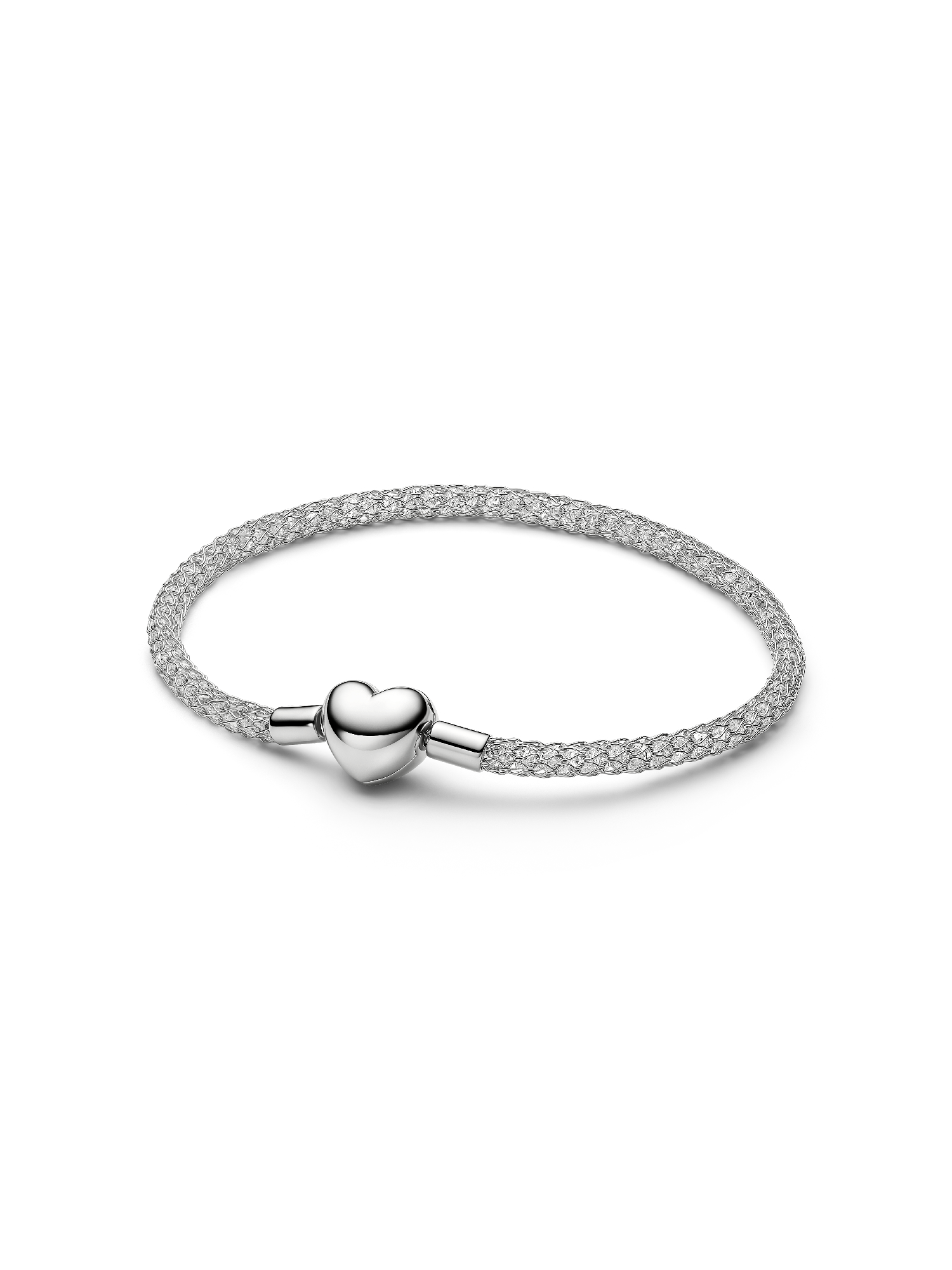 Bracelet en Maille Tissée Scintillant Fermoir Cœur 