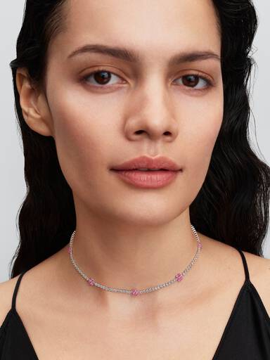 Collana tennis Fiore rosa