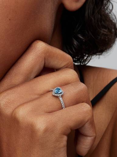 Anello Cuore azzurro in rilievo