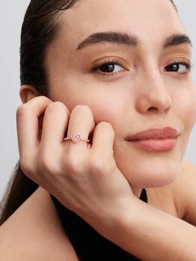 Bague Cœur Surélevé Scintillant