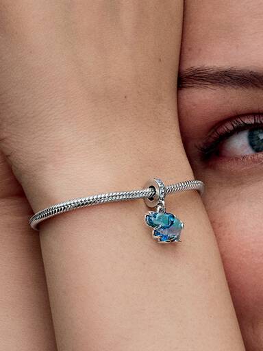 Blauer Murano-Glas Elefanten Charm-Anhänger