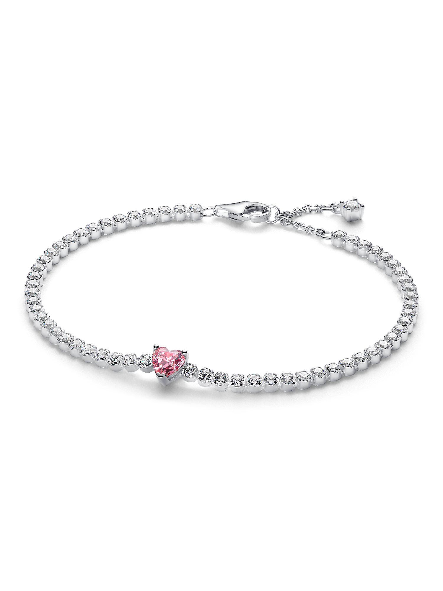 Rosafarbenes Funkelndes Herz Tennisarmband