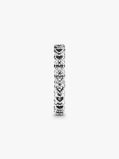 Openwork heart silver ring