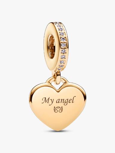 Charm pendente con targhetta a cuore da incidere