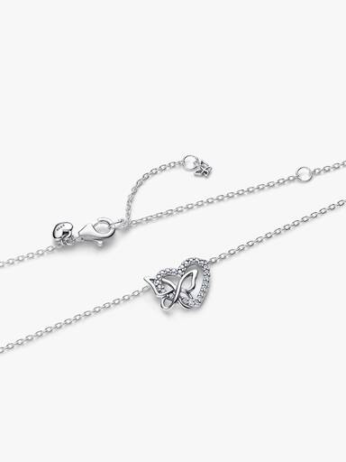 Collier à Pendentif Cœur & Papillon Entrelacés