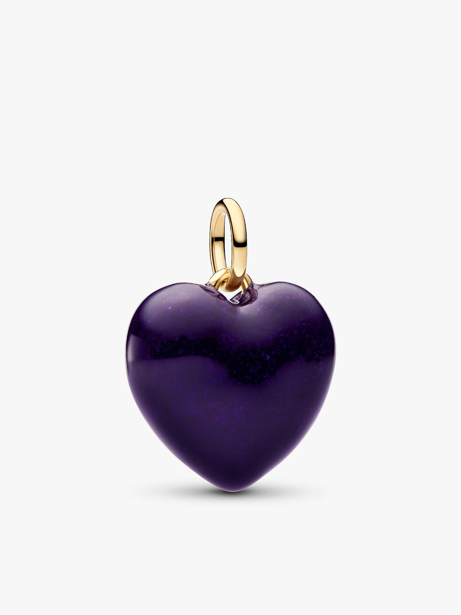 Charm Pendant Cœur Tridimensionnel Violet