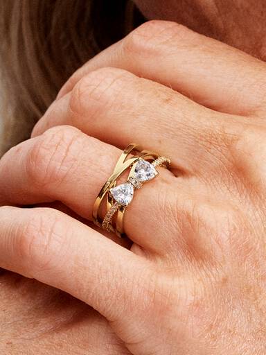 Bague Anneau Croisé & Nœud Scintillant