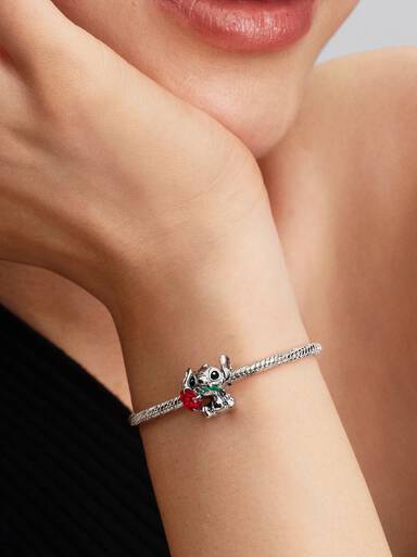 Charm Disney Verre de Murano Rose Stitch
