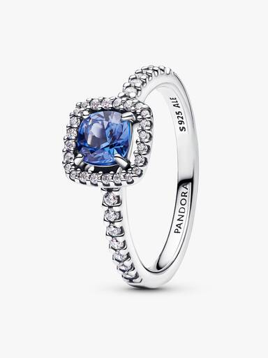 Funkelnder Eckiger Blauer Strahlenkranz Ring