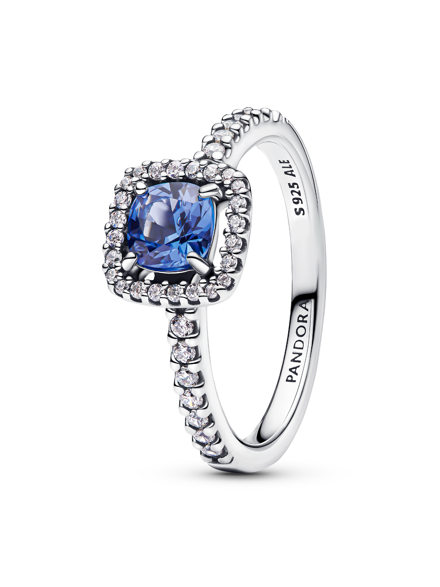 Funkelnder Eckiger Blauer Strahlenkranz Ring