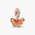 Rosafarbener & Gelber Murano-Glas Schmetterling Charm-Anhänger Rosafarbener & Gelber Murano-Glas Schmetterling Charm-Anhänger