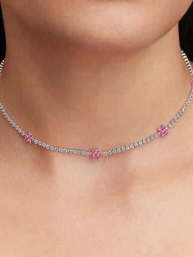 Collana tennis Fiore rosa