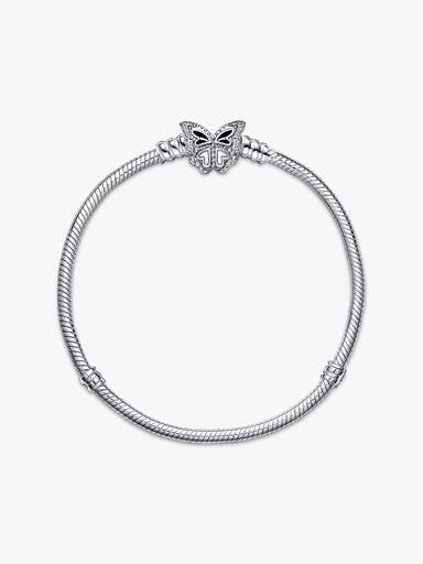 Schlangen-Gliederarmband mit Schmetterling-Verschluss