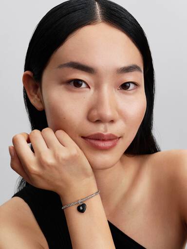 Charm Pendant Cadenas Cœur Céramique Noire Mate