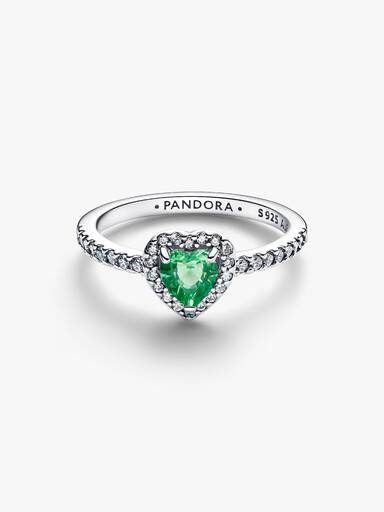Anello Cuore in rilievo verde menta