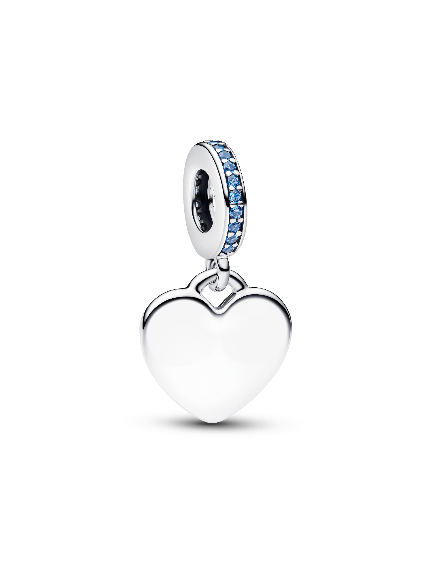 Gravierbares Herz Blauer Stein Charm-Anhänger